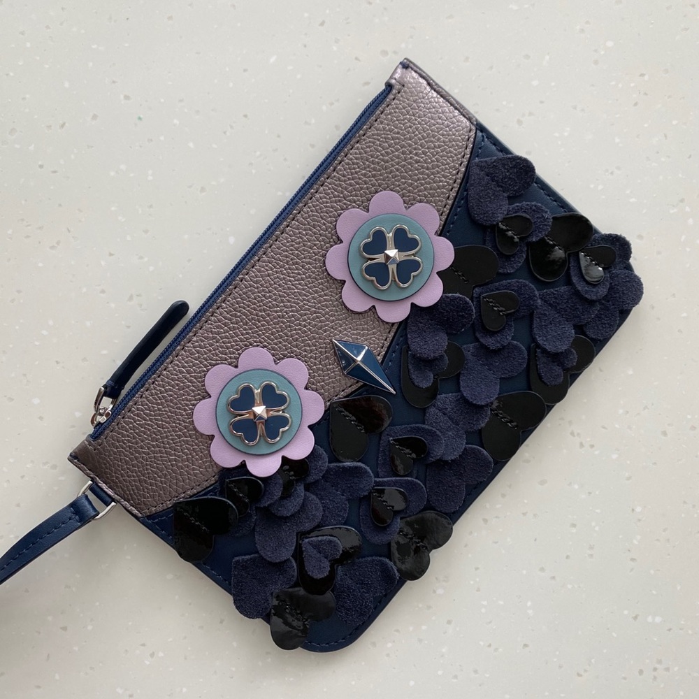 Kate Spade Blue and Purple Floral Clutch